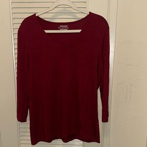 Chico's Deep Red Long Sleeve Top